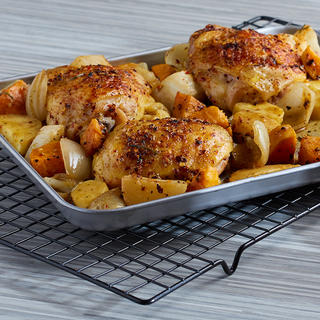 Chicken Thighs with Roasted Rosemary Root Vegetables image