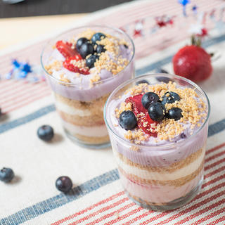 No Bake Cheesecake Red, White and Blue Dessert image